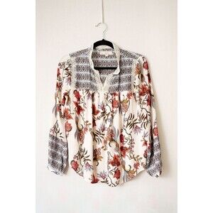 LOFT Petites MP womens blouse crochet floral cottage fairy